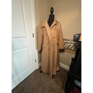 Pendleton Womens 100% Wool Double Breasted Camel Long Trench Coat Made in USA 6